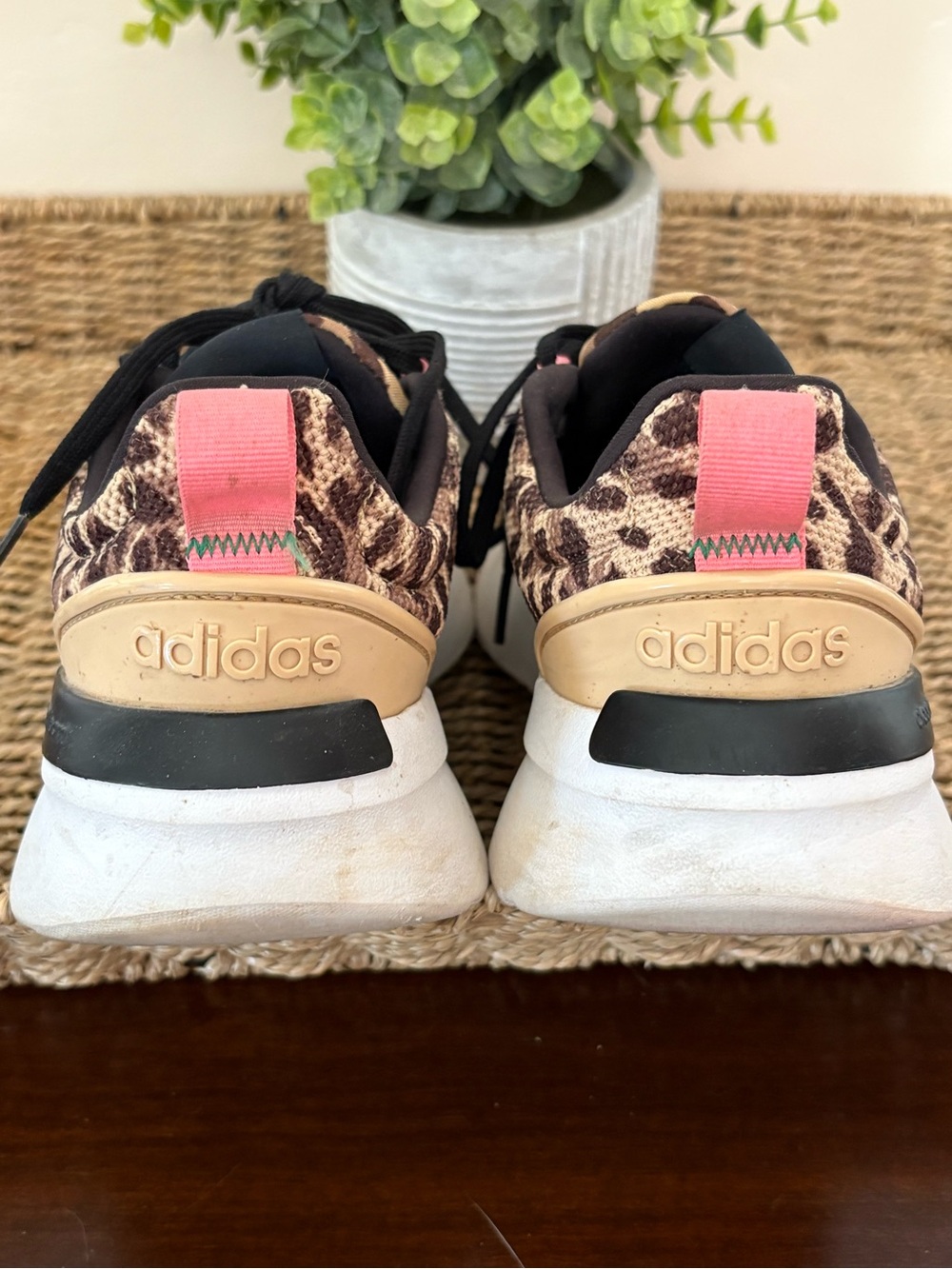 Kids Leopard Print Athletic Sneakers in Brown and Pink - Picture 3 of 5